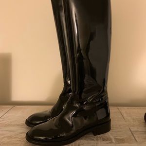 Saint Laurent Paris Caval Boot Black 39 Zip Back